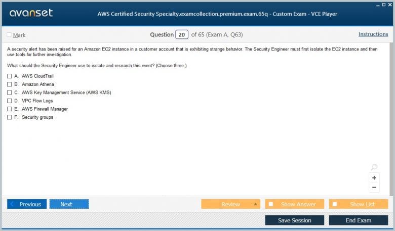 AWS Certified Security - Specialty Premium VCE Screenshot #2